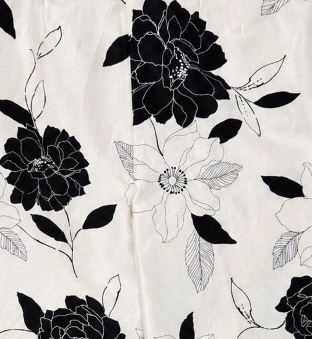 Kate Hill Silk & Linen Black White Floral Straight Leg Trouser Pants Women Sz 8 - Picture 7 of 7